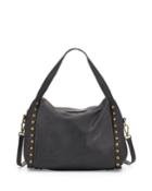Neiman Marcus Made In Italy Studded Leather Duffel Bag, Black