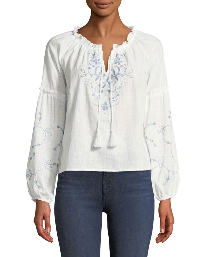 Winona Embroidered Peasant Blouse