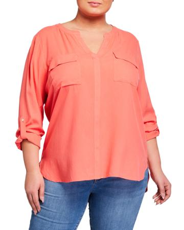 Plus Size Silk Two-pocket