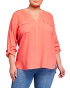 Plus Size Silk Two-pocket