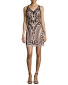 Sleeveless Embellished Cocktail Dress, Nude