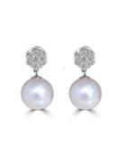 18k White Gold Detachable Pearl & Diamond Earrings