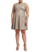 Faux-leather Jumper Dress, Brown,