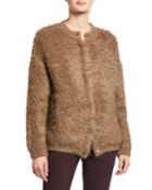 Monili Trim Snap Front Linen/silk Cardigan