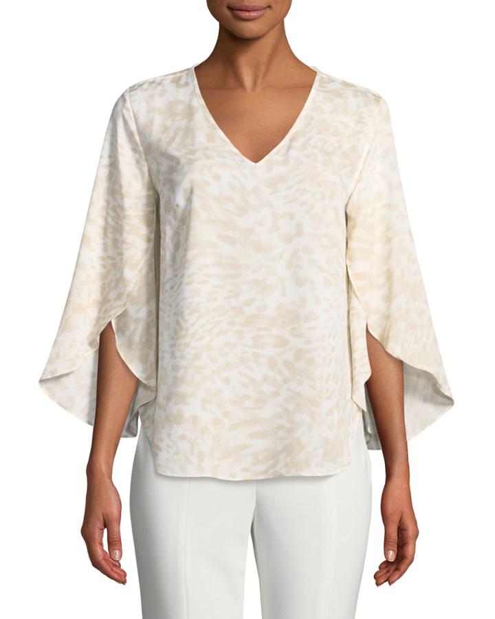Split-sleeve V-neck Blouse