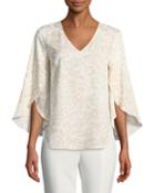 Split-sleeve V-neck Blouse