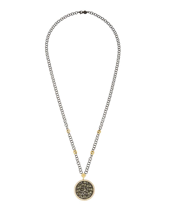 Rose D'or Round Pebble Pendant Necklace