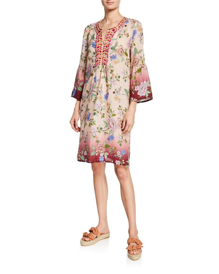 Floral Flare-sleeve Tunic