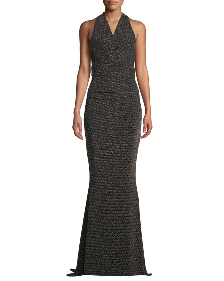 Sleeveless Glitter-jersey Mermaid Evening Gown
