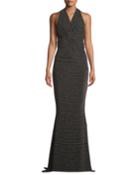 Sleeveless Glitter-jersey Mermaid Evening Gown