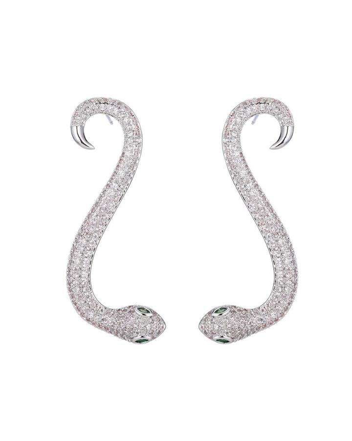 Cubic Zirconia Snake Drop Earrings