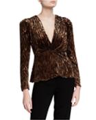 Amit V-neck Long-sleeve Burnout Blouse