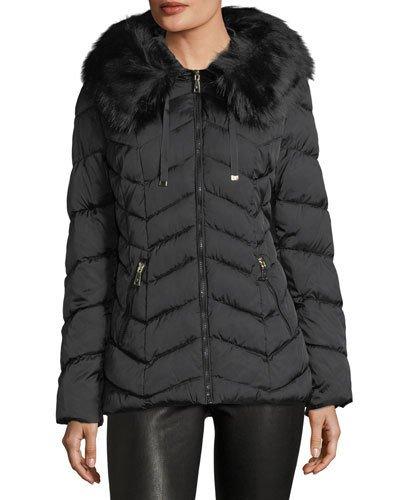 Paris Chevron-quilted Puffer Jacket