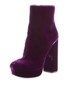 Velvet Block-heel Platform Boot