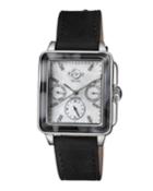 Bari Limited Edition Diamond Leather Strap Watch, Black