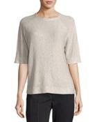 Linen-blend Paillette Knit T-shirt,