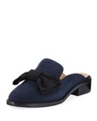 Aimy Suede Bow Slide Mule, Blue/black