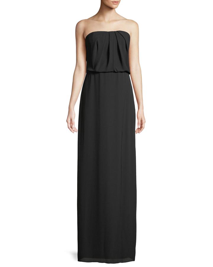 Strapless Flowy Drape-back Gown