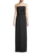 Strapless Flowy Drape-back Gown