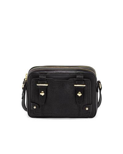 Mini Stag Leather Crossbody Bag, Black/exotic