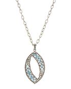 Long Diamond & Topaz Marquise Pendant Necklace