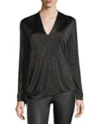 Lurex Jersey V-neck Pullover