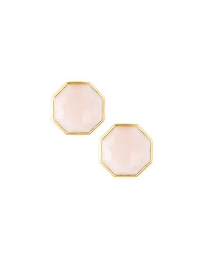 18k Rock Candy Mother-of-pearl Clip-on Button Earrings, Pink