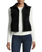 Cropped Shearling Vest, Black