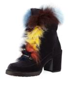 Yukon Fur-trim Velvet Hiker Boots