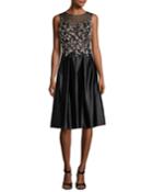 Sleeveless 3d Floral Lattice Cocktail Dress