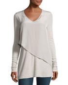 Mixed-media Asymmetric-front Tee