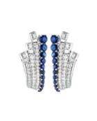18k White Gold Diamond & Blue Sapphire Earrings