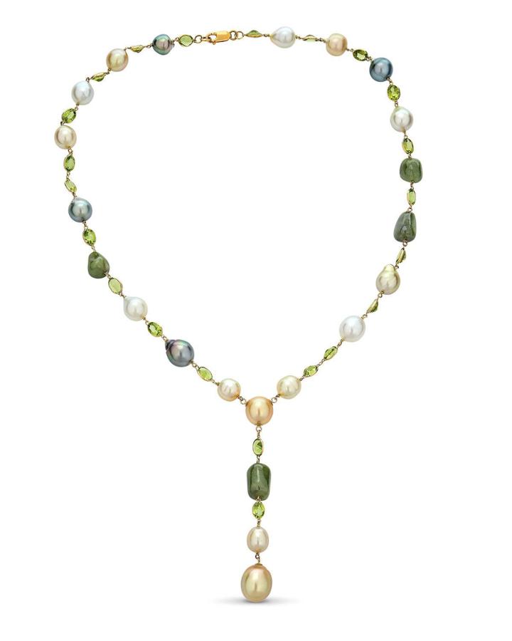 18k South Sea & Tahitian Pearl Y Necklace
