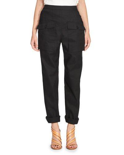 Patch-pocket Straight-leg Pants, Dark Blue