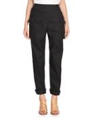 Patch-pocket Straight-leg Pants, Dark Blue