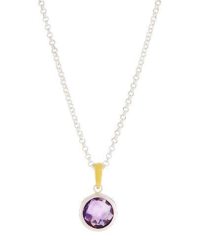 Galapagos Round Single Stone Pendant Necklace In Amethyst