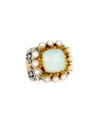 Amphitrite Cushion Agate & Multi-pearl Statement Ring,