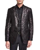 Palm-print Jacquard Silk Evening Jacket, Black