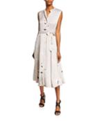 Clevete Button-front Sleeveless Midi