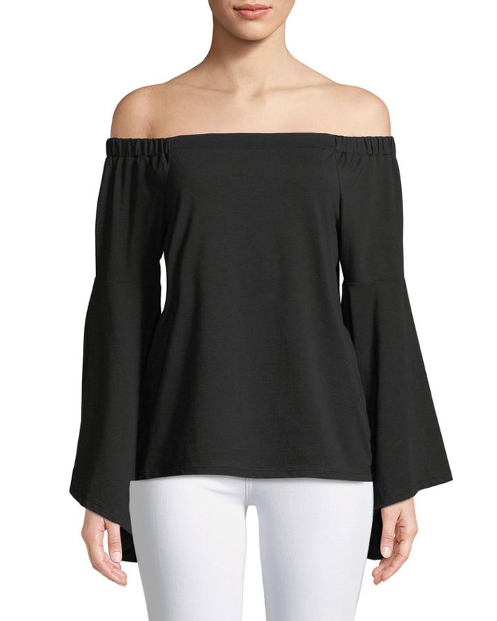 Off-the-shoulder Cacading-sleeve Blouse