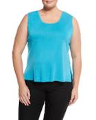 Scoop-neck Knit Tank, Blue