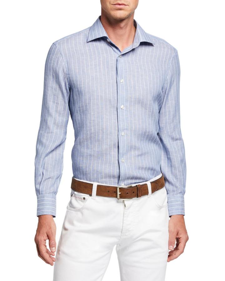 Men's Pinstriped Linen