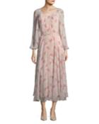 Round-neck Paisley-print Crinkled Chiffon