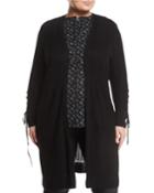 Cashmere Ribbed-trim Drape-front Cardigan, Black,