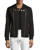 Quilted Moto Zip Sweatshirt Jacket, Black
