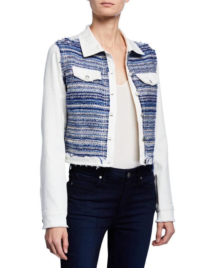 Barry Button-front Denim & Tweed Combo Jacket