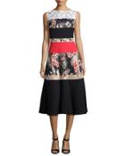 Konzert Mixed-fabric Tiered Dress, Black
