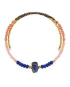 Lapis Beaded Coil Choker Necklace,