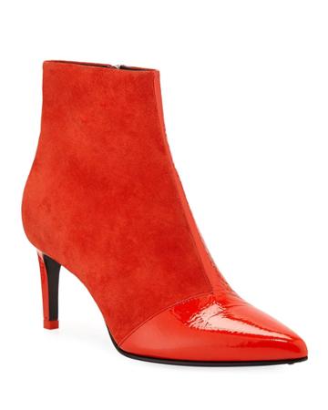 Beha Suede And Patent Leather Ankle Booties
