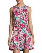 Floral-print A-line Dress,
